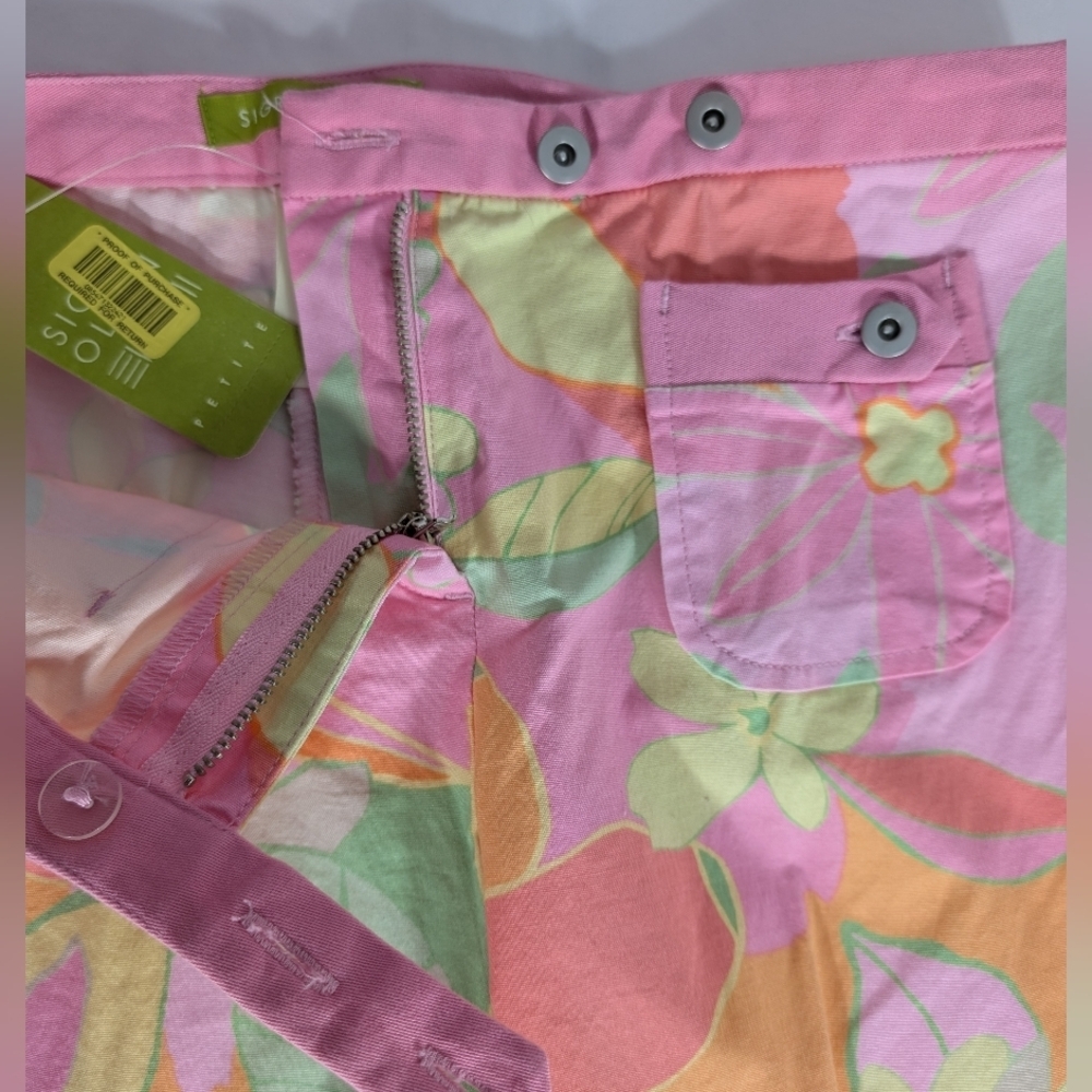 NWT Sigrid Olsen Pink, Orange, Green Floral Cotton Pants Suit Petite Size 4- - Picture 5 of 16